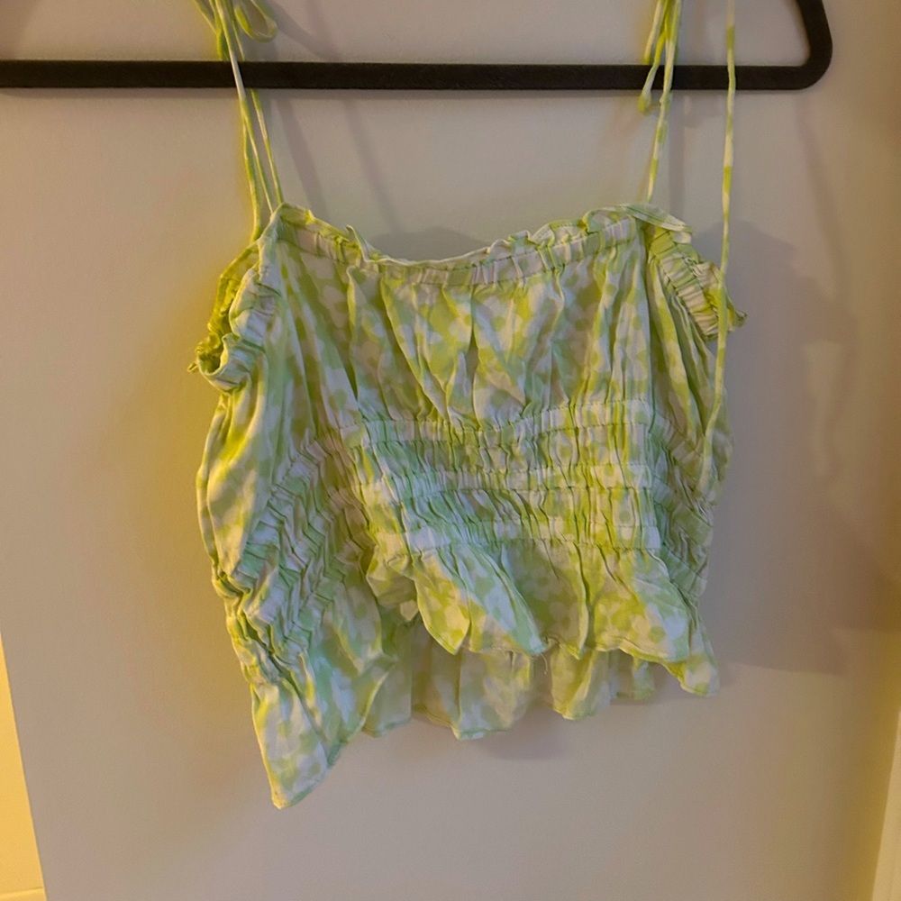 Green and white summer crop top